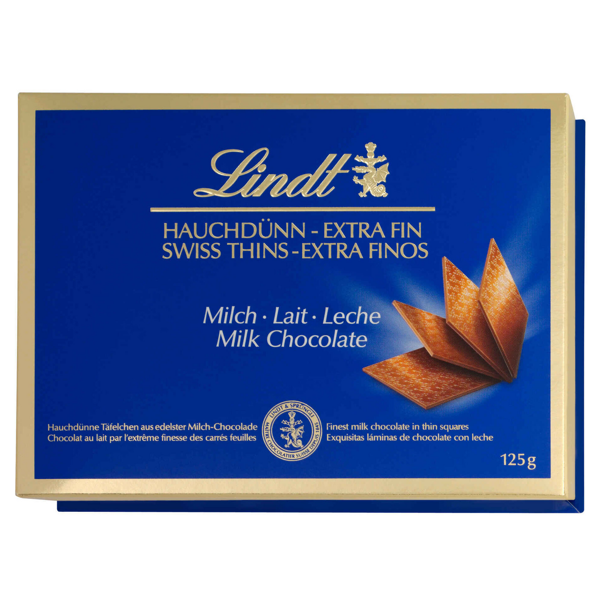 Lindt Swiss Thins 125 g – premium Swiss milk chocolate thins, elegant gift box selection, gourmet festive chocolate treat