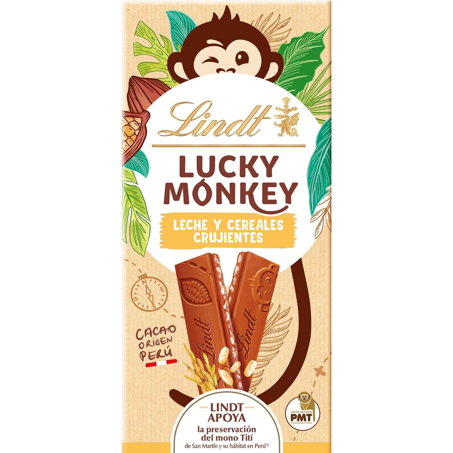 Lucky Monkey Lindt crispy chocolate tablet 100g milk chocolate cereal slab Chocolate Tablets and Slabs