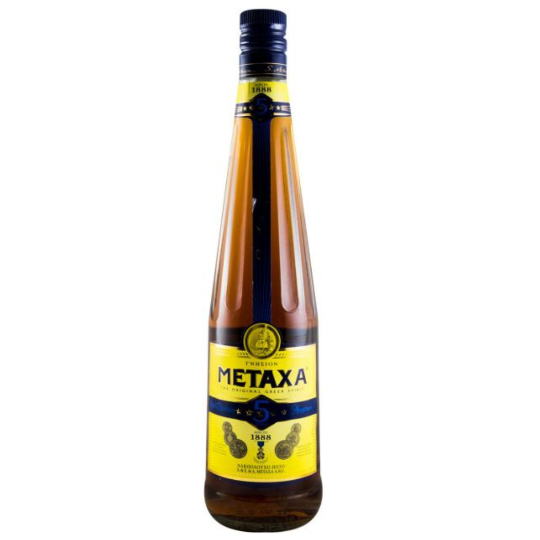 Metaxa 5 Stars Greek Brandy 700ml 38% ABV smooth Greek amber spirit with Muscat wine fruit honey and Mediterranean botanical notes