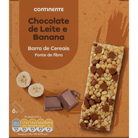 Milk Chocolate and Banana Cereal Bars 126g