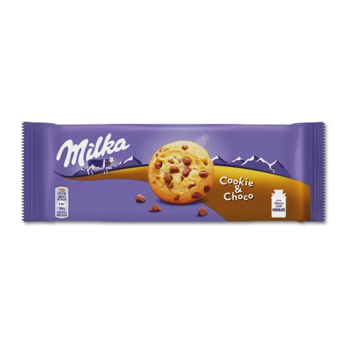 Milka Cookie & Choco Biscuits 135g – Golden Wheat Cookies with Milka Chocolate Chips – Cookies and Rusks