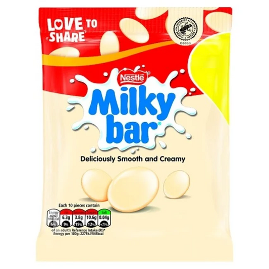 Milkybar Buttons 80g Nestlé creamy white chocolate buttons snack bag classic British white chocolate sweets