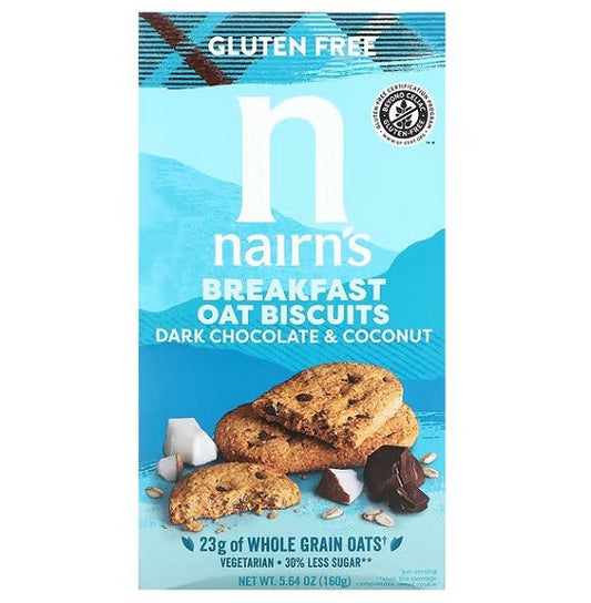 Nairns – Nairn’s Breakfast Oat Biscuits Dark Chocolate and Coconut – 160g Pack – 160g – Biscuits and Cookies