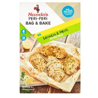 Nando’s Bag and Bake Lemon and Herb Extra Mild peri peri seasoning cooking bag cooking sauces marinades and seasonings