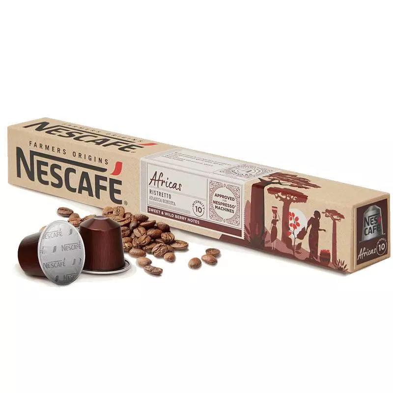Nescafé Africa ristretto Nespresso capsules 10 capsules strong espresso pods bold African coffee