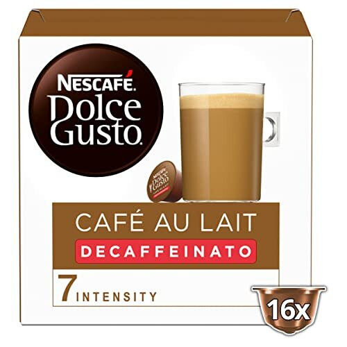 Nescafé Café Au Lait Decaffeinated coffee capsules 16 pack Dolce Gusto compatible creamy milk coffee pods smooth decaf capsules