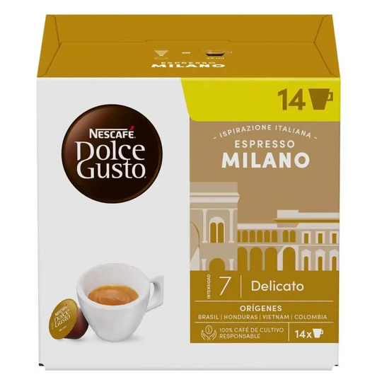 Nescafé Milano Espresso coffee capsules 16 pack Dolce Gusto compatible Italian espresso pods smooth aromatic coffee capsules