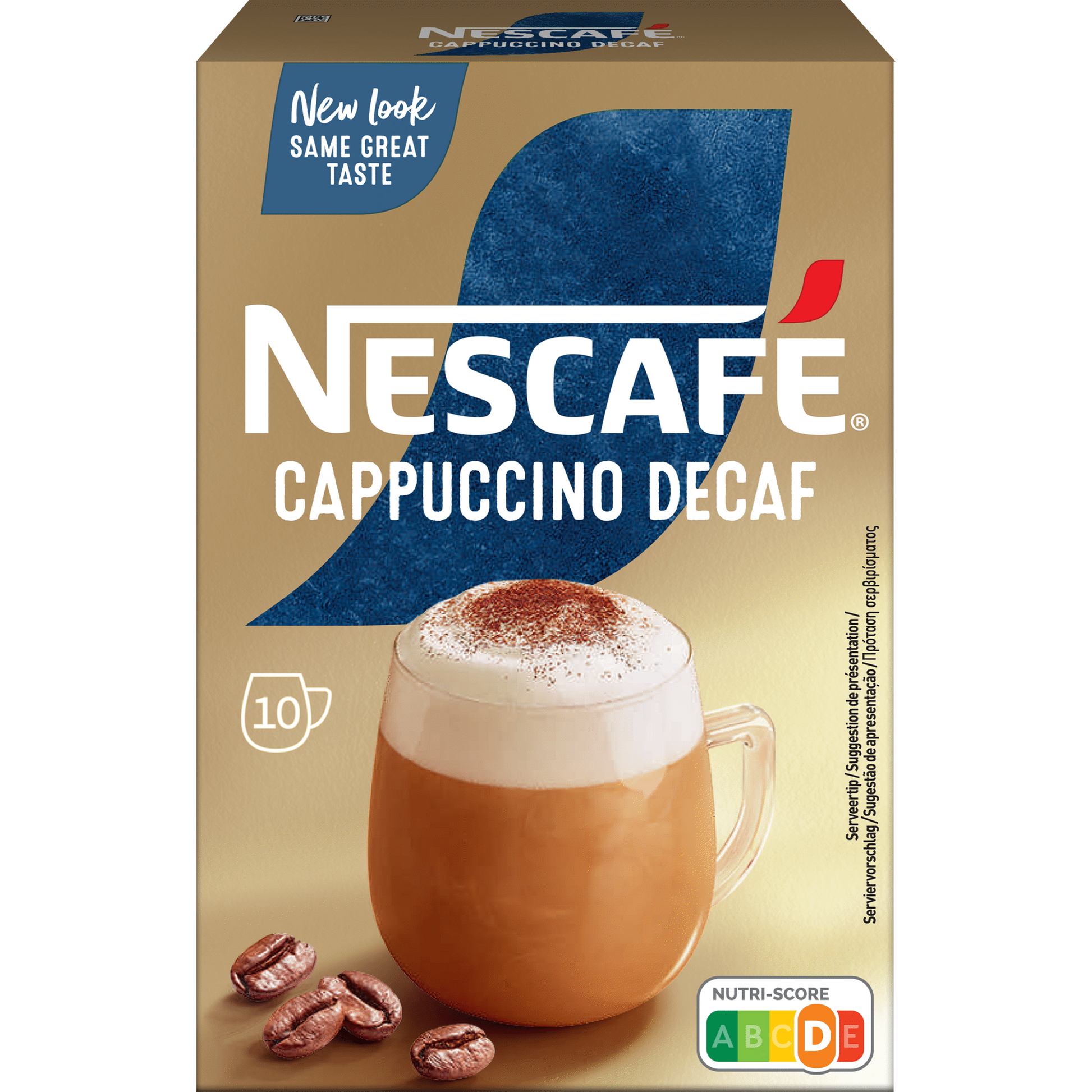 Nescafe gold cappuccino decaffeinated instant coffee 10 x 12.5g premium sachets instant coffee and cappuccino