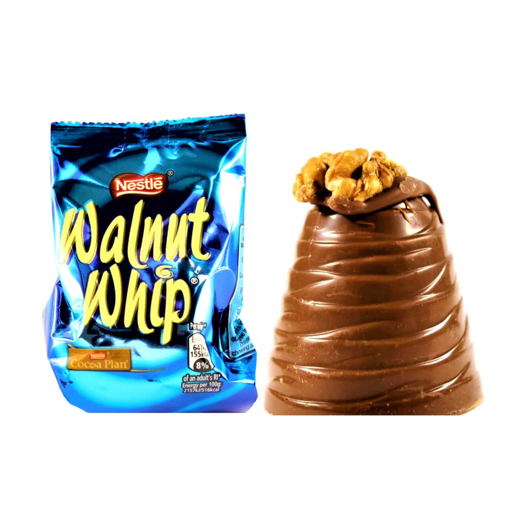 Nestlé Walnut Whip 180 g – classic fondant chocolate with walnut topping, British confectionery favourite, nostalgic festive gift selection