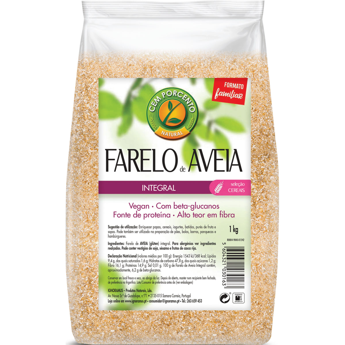 Cem Porcento Oat Bran 400g