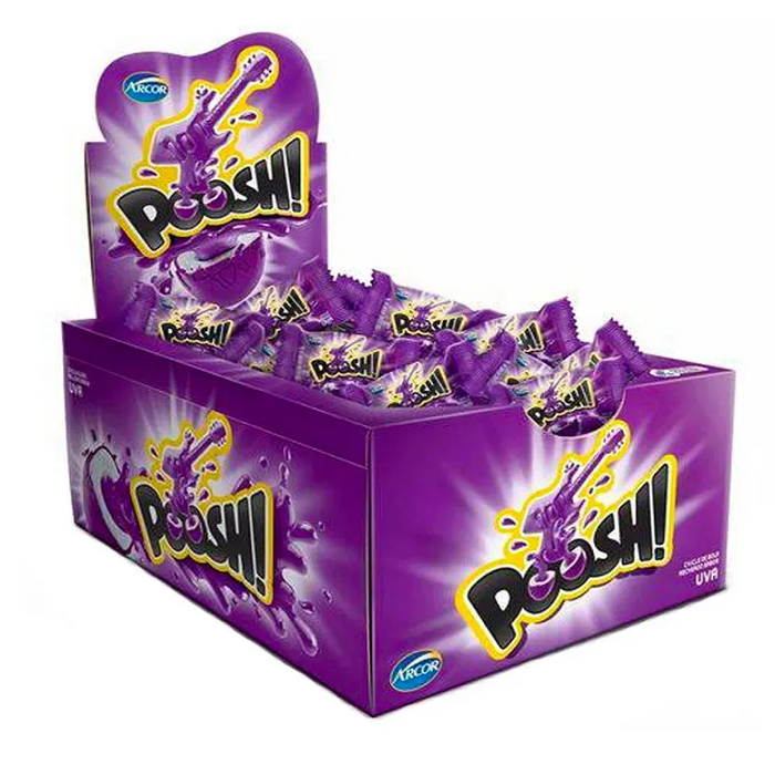 POOSH Grape Bubble Gum 40 Units Box grape liquid filled bubblegum chewy candy Bubblegum Chewing and Gum Balls confectionery box