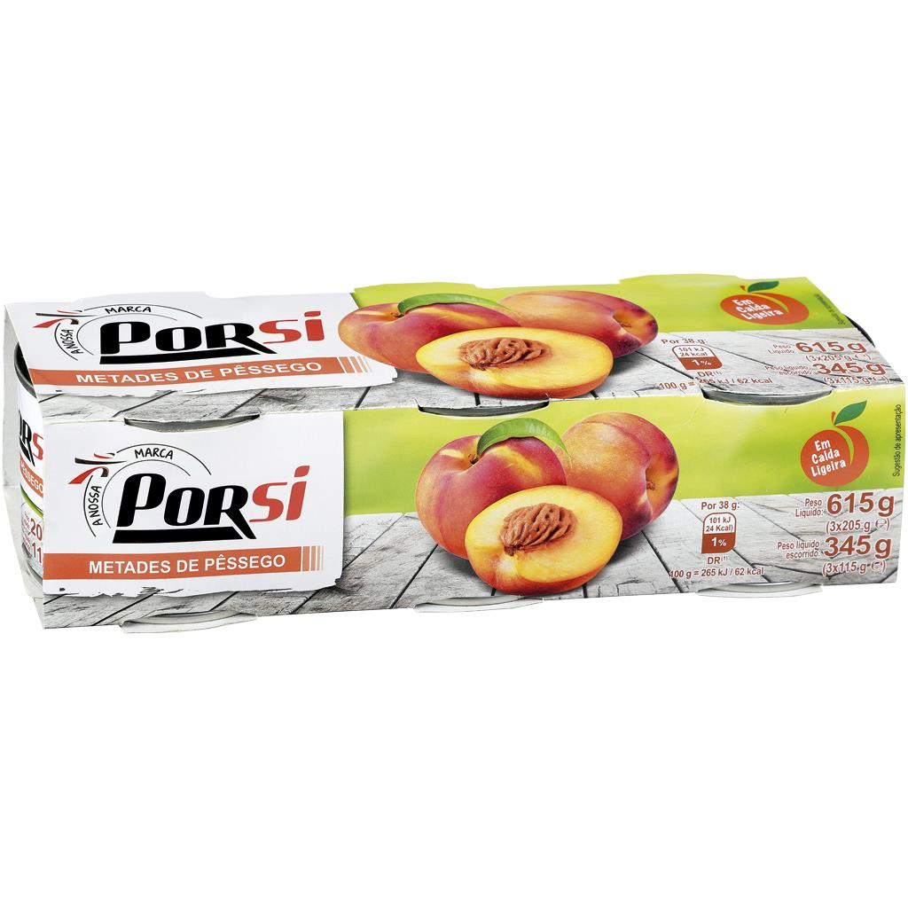 Porsi Peach Halves in Light Syrup 3 x 205g