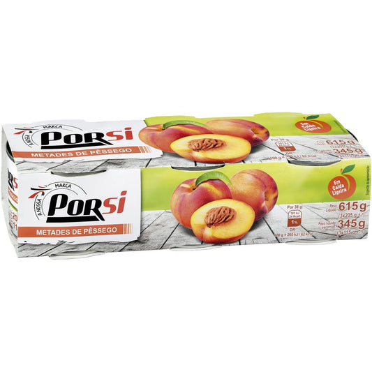 Porsi Peach Halves in Light Syrup 3 x 205g