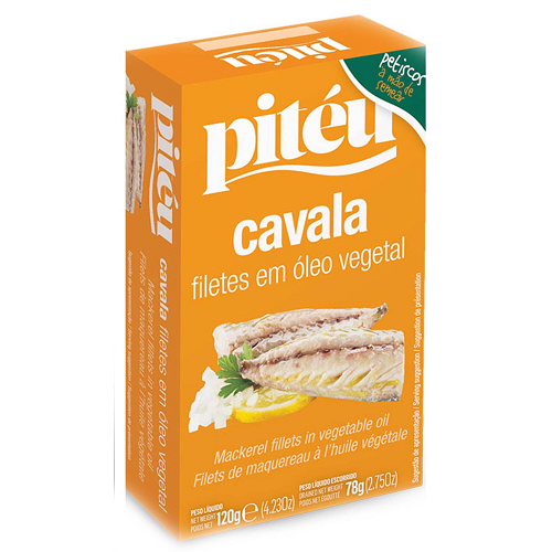 Pitéu mackerel fillets in oil 120 g Portuguese tinned fish pantry seafood