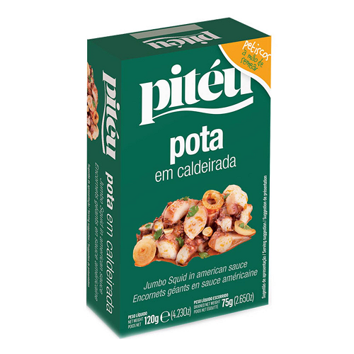 Pitéu squid in stew 120 g Portuguese tinned seafood savoury stew pantry