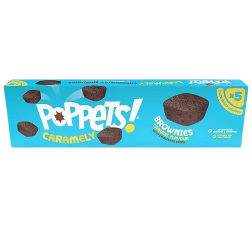 Poppets Brownies Caramel 5 Pack 125g chocolate brownie bites with gooey caramel centre – Chocolate, Sweets and Candy – South African Products