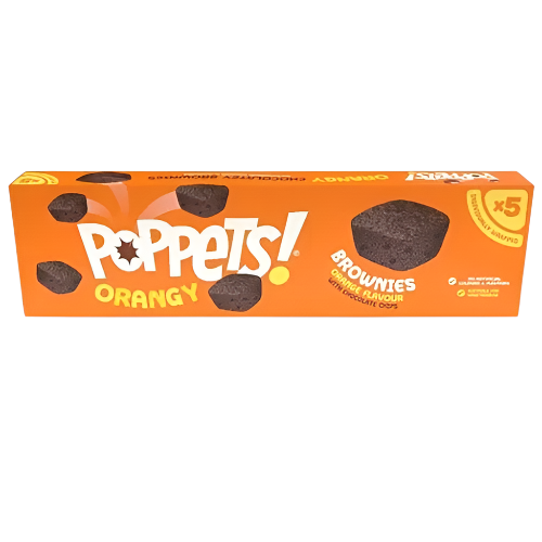 Poppets Brownies Orange 125g – chewy brownie bites with orange and milk chocolate – Rusks and Cake – British Products