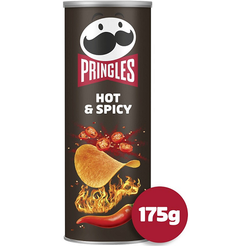 Pringles Hot and Spicy potato crisps 175g – bold chilli flavour sharing tube – Chips and Pop Corn snacks – Snacks and Bites – South African Products