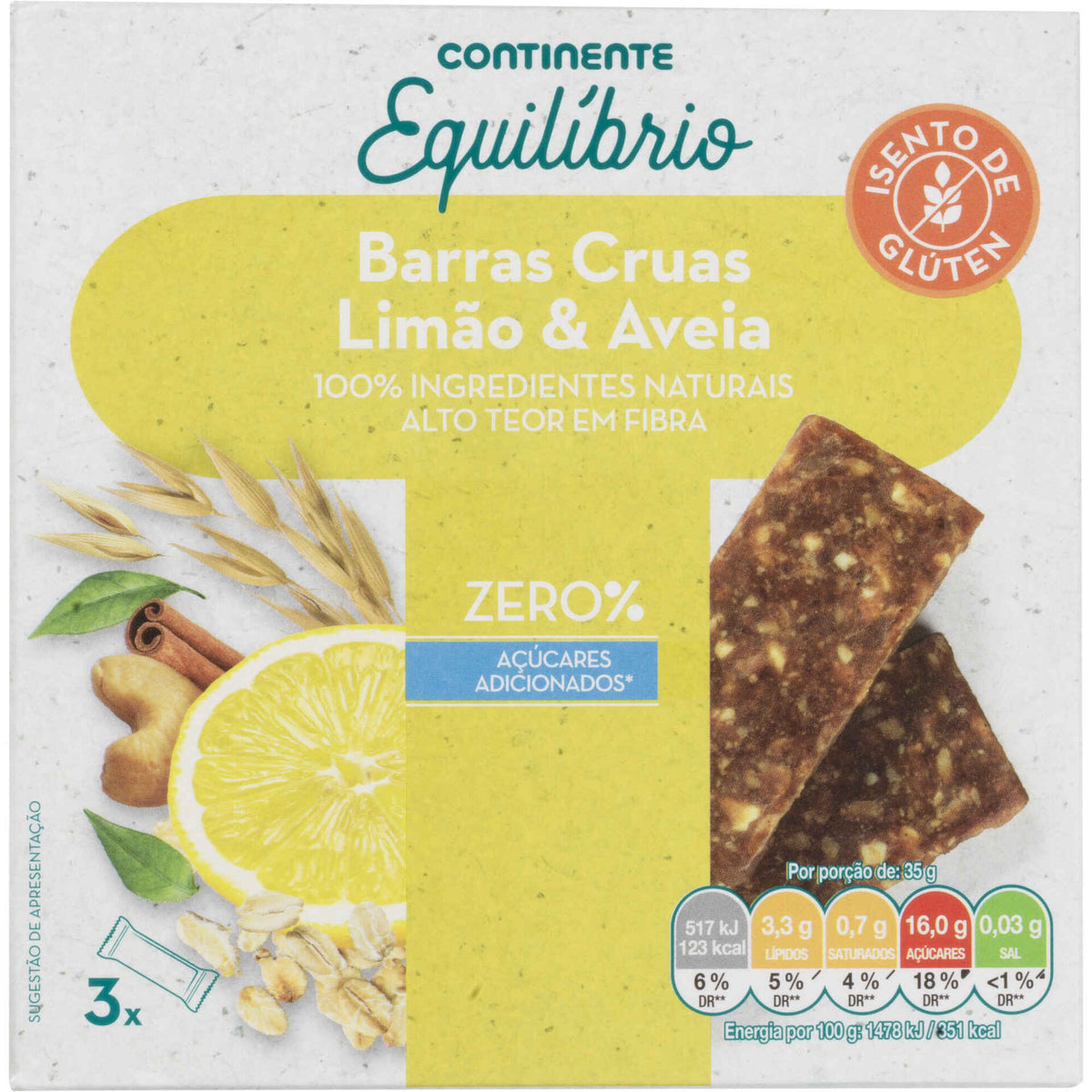 Raw Lemon and Oat Bars Gluten Free 105g