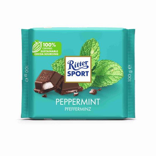 Ritter Sport chocolate with mint filling tablet 100g square slab Chocolate Tablets and Slabs
