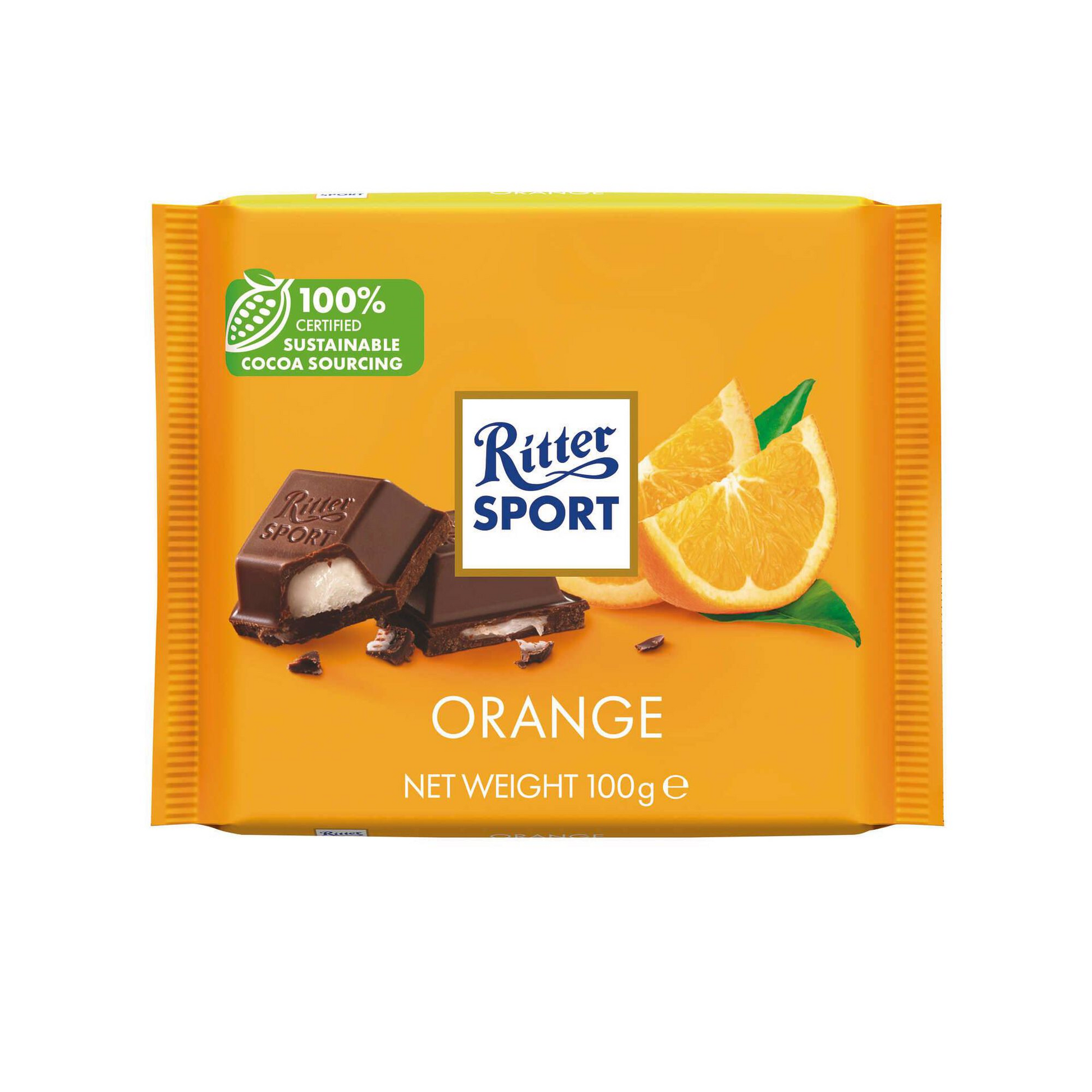 Ritter Sport chocolate with orange filling 100g square milk chocolate tablet Chocolate Tablets and Slabs