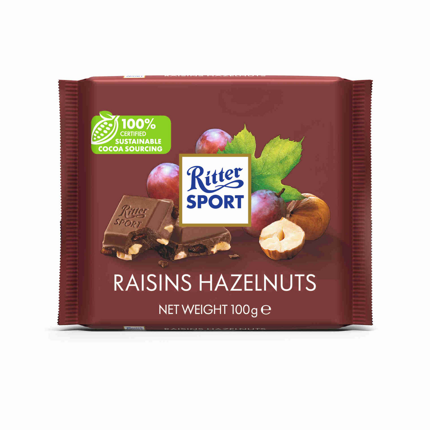 Ritter Sport raisins and hazelnuts chocolate tablet 100g milk chocolate square slab Chocolate Tablets and Slabs