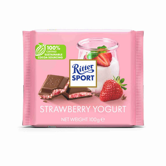 Ritter Sport strawberry and yogurt chocolate tablet 100g milk chocolate square slab Chocolate Tablets and Slabs