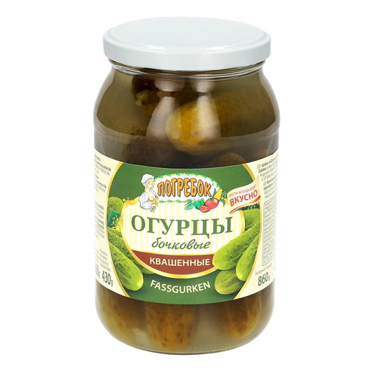 Pogrebok Barrel Pickled Salted Cucumbers 860g
