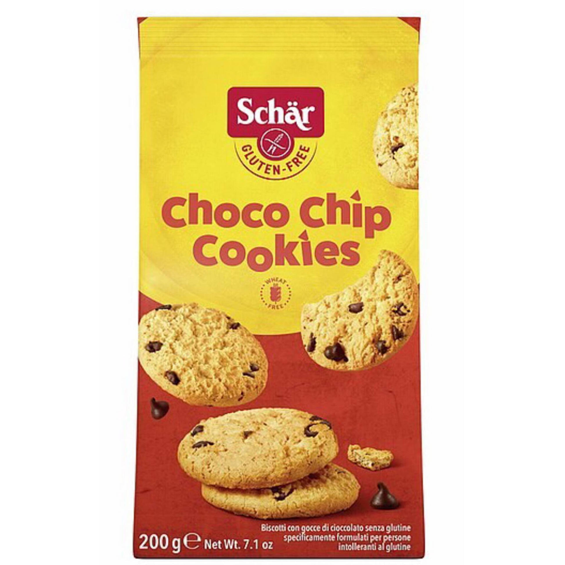 Schär Gluten Free Choco Chip Cookies 200g pack – crunchy gluten free biscuits with chocolate chips – Cookies and Rusks – South African Products – Gluten Free – Chocolate