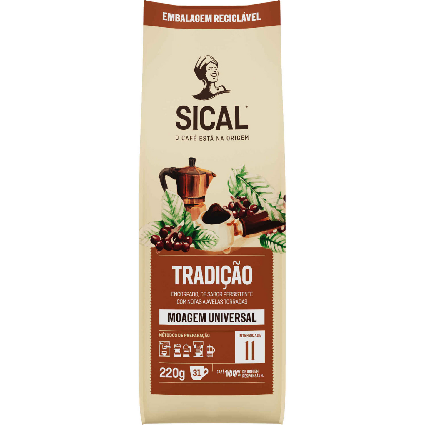 Sical ground coffee universal grind tradition 220g Portuguese ground coffee