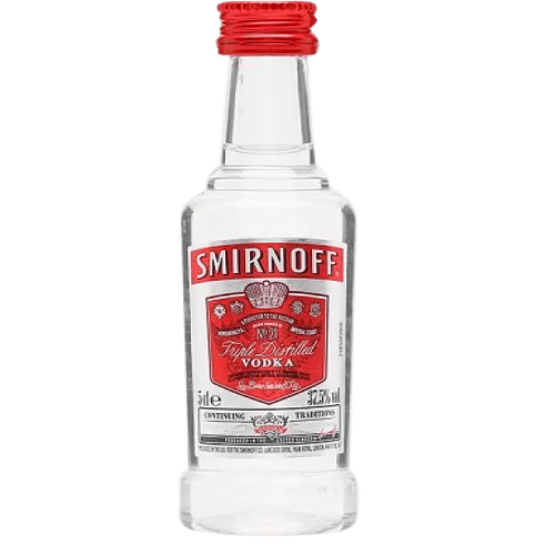 Smirnoff Red Label Vodka Miniature 5cl 37.5% ABV small vodka bottle for gifts, hampers, parties and single serves
