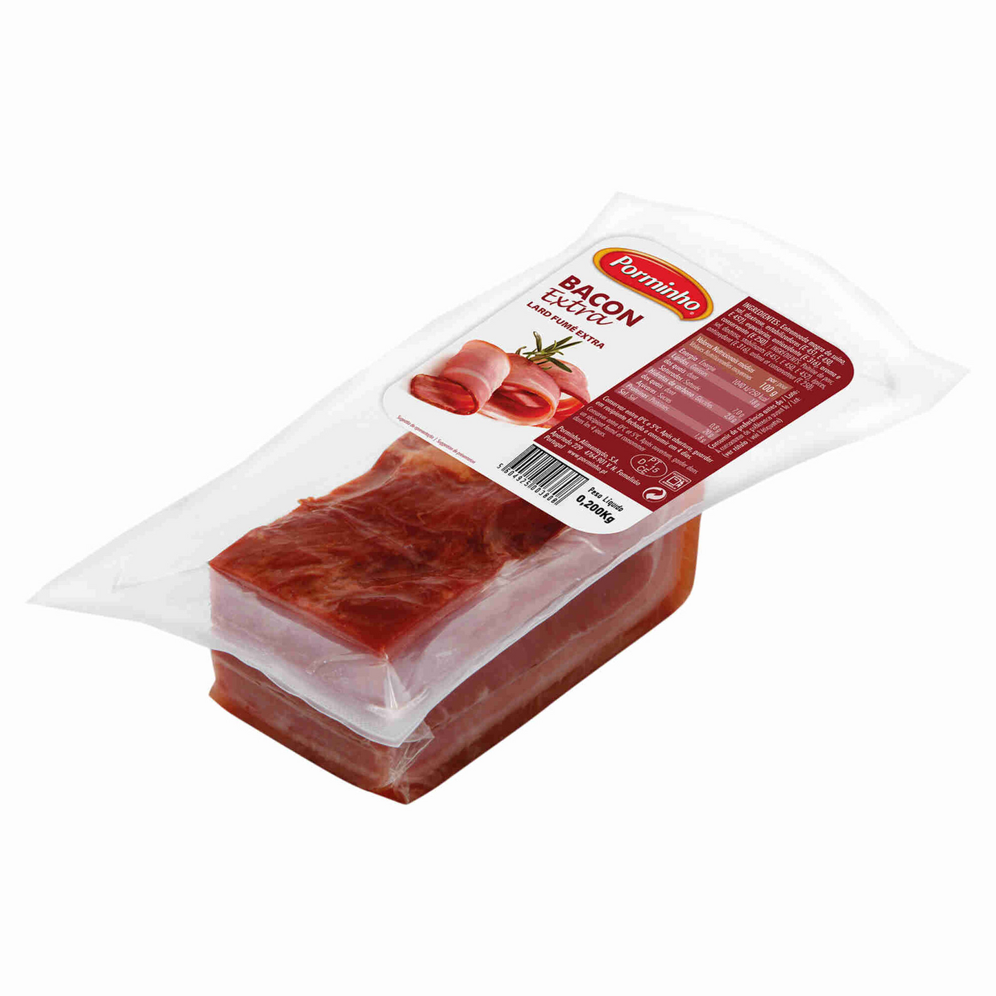 Smoked Bacon Extra Chunks Porminho 200 g smoked pork bacon pieces cured meats and sausages collection