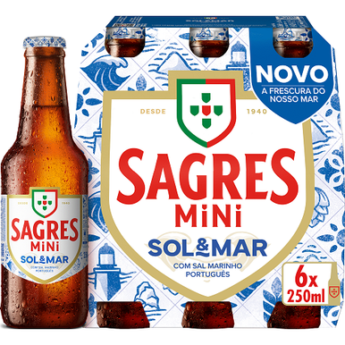 Sagres Sol&Mar Beer 6 x 225ml Bottles 4% ABV
