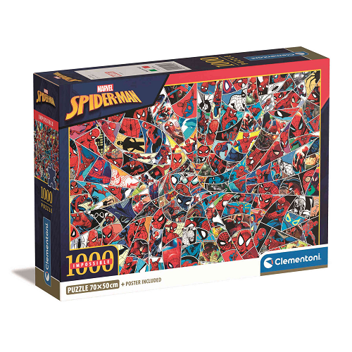 Spider-Man Impossible Puzzle 1000 Pieces Clementoni 14+ – Marvel puzzle for teens and adults, festive gift, superhero challenge