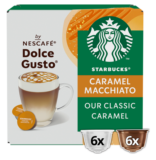 Starbucks Caramel Macchiato coffee capsules 12 pack Dolce Gusto compatible caramel latte pods creamy milk espresso drink capsules