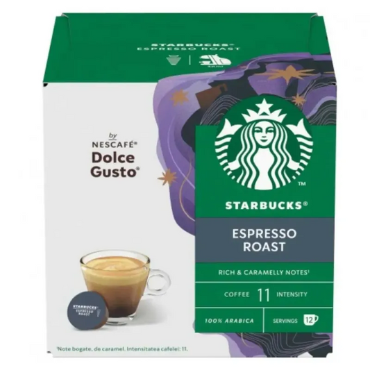 Starbucks Espresso Roast coffee capsules 12 pack Dolce Gusto compatible bold espresso pods rich caramelly coffee capsules
