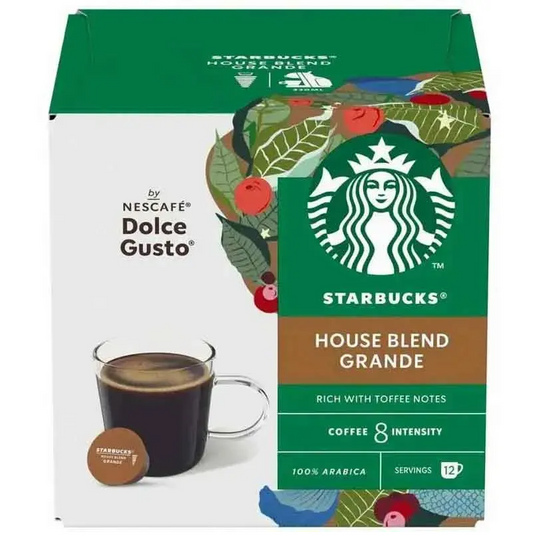 Starbucks House Blend coffee capsules 12 pack Dolce Gusto compatible medium roast coffee pods smooth balanced flavour capsules