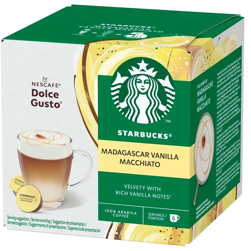 Starbucks Madagascar Vanilla Latte coffee capsules 12 pack Dolce Gusto compatible creamy vanilla latte pods smooth milk coffee capsules