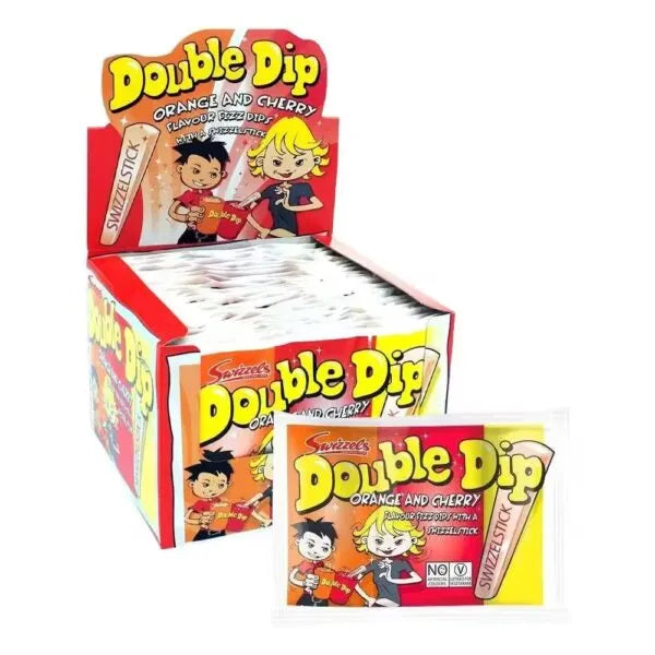 Swizzels Double Dip Sherbet 19g fizzy sherbet dip candy fruity flavours dipping stick retro sweets sherbet dips packs