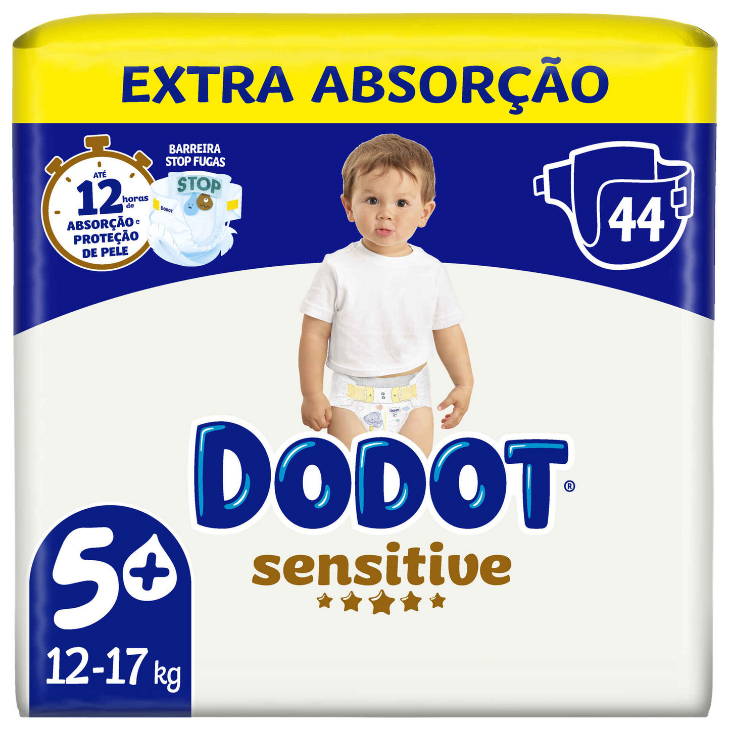 Dodot Sensitive Extra Diapers 12–17 kg T5+ – 44 Units | Gentle Protection for Growing Babies