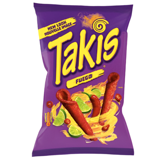 Takis Fuego Zesty Lime 90 g family size spicy lime rolled tortilla chips Chips and Crisps Family Size Chips for Sharing Crunchy Savoury and Spicy Snacks
