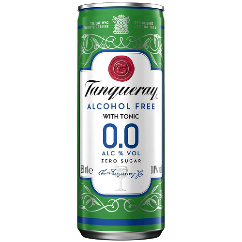 Tanqueray Alcohol Free and Tonic 250ml 0.0% ready-to-drink juniper and tonic slim can