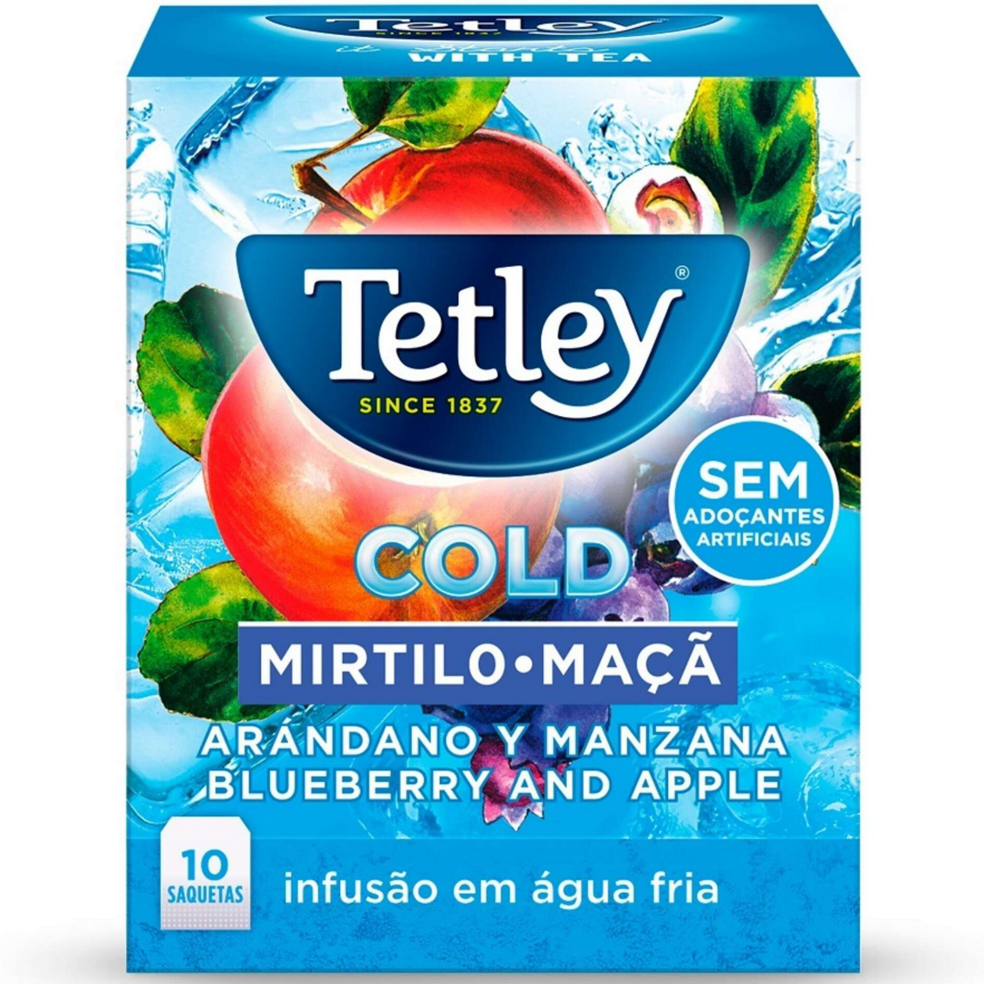 Tetley Blueberry and Apple Cold Tea Bags 10 Units cold infusion fruit tea blueberry apple flavoured tea bags