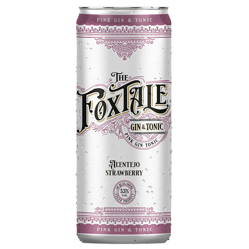 The Foxtale Strawberry Gin and Tonic 250ml 5.5% ABV Portuguese pink gin ready-to-drink cocktail from the Mixed Ready Drinks and Top Rated Gins collections