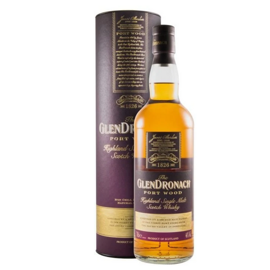 The GlenDronach Port Wood Highland Single Malt Scotch Whisky 700ml 46% ABV Port cask matured whisky with plum blackberry roasted apple gingerbread orange and black cherry