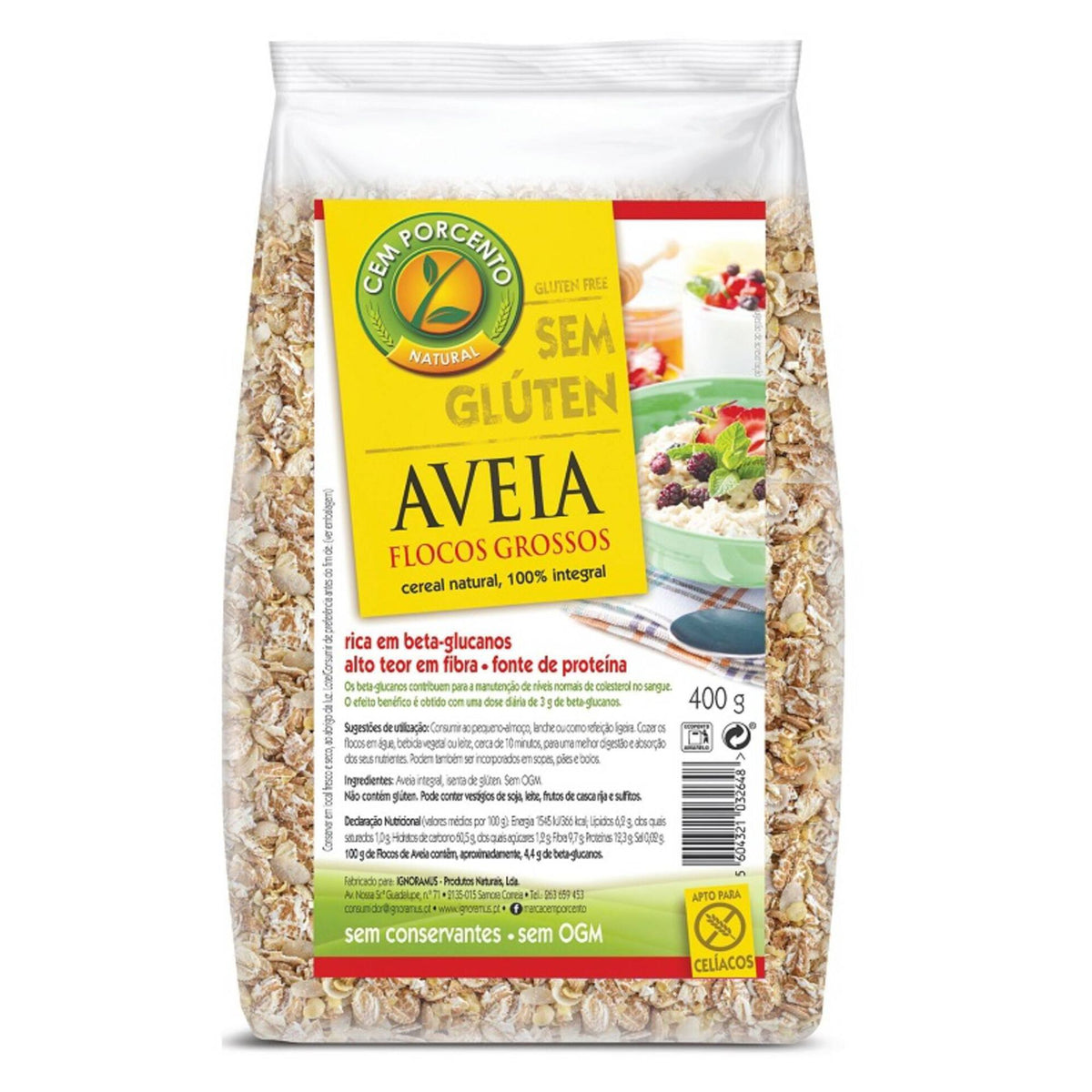 Cem Porcento Gluten Free Thick Oat Flakes 400g