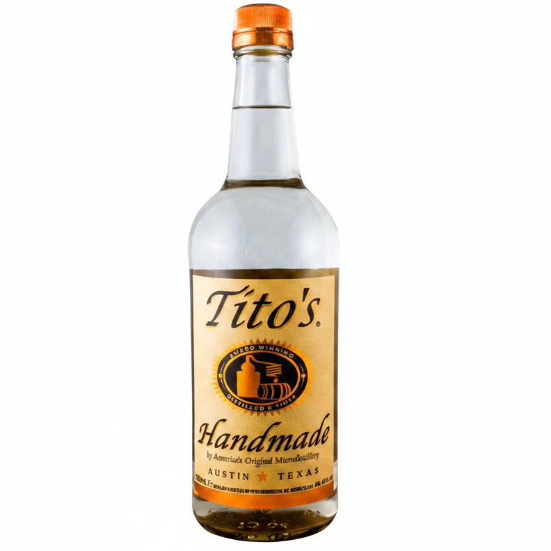 Tito's Handmade Vodka 700ml 40% ABV American corn vodka from Austin Texas for cocktails, Mules, Martinis and mixed drinks