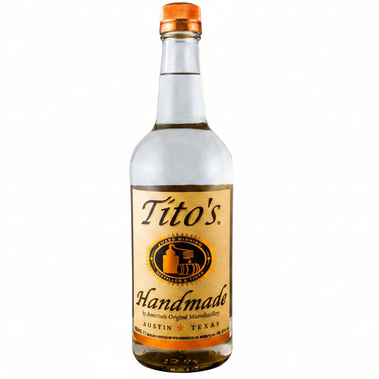 Tito's Handmade Vodka 700ml 40% ABV American corn vodka from Austin Texas for cocktails, Mules, Martinis and mixed drinks