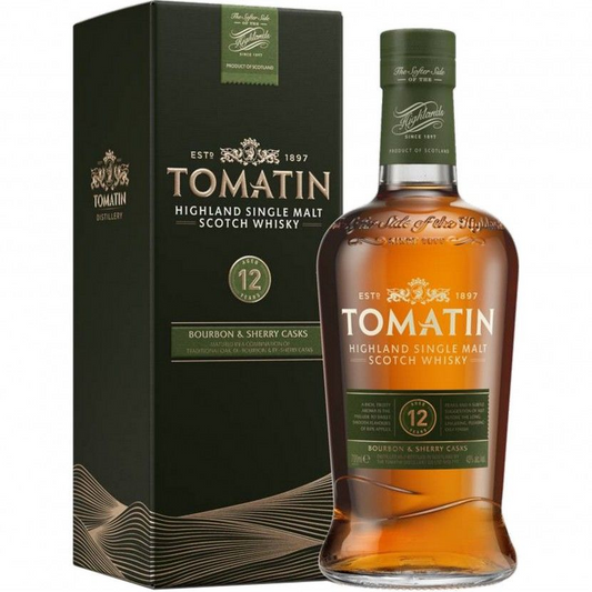 Tomatin 12 Year Old Single Malt Scotch Whisky 700ml 43% ABV Highland whisky with orchard fruit citrus caramel sherry sweetness and gentle spice