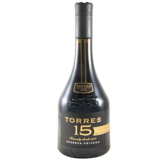 Torres 15 Brandy 700ml 40% ABV premium Spanish brandy aged in American oak with caramel vanilla dates toasted hazelnut and toffee notes